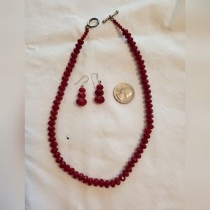 Garnet necklace with matching earrings